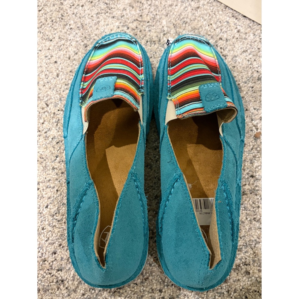 Ariat Cruiser Womens 9B Teal Suede Serape Stripe Slip On Loafers EUC - Picture 7 of 8
